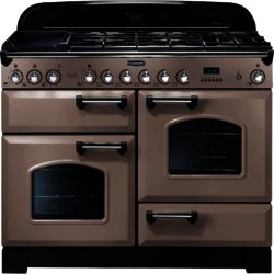 Rangemaster Classic Deluxe 110cm Dual Fuel 86680 Range Cooker in Latte with Chrome Trim and FSD Hob